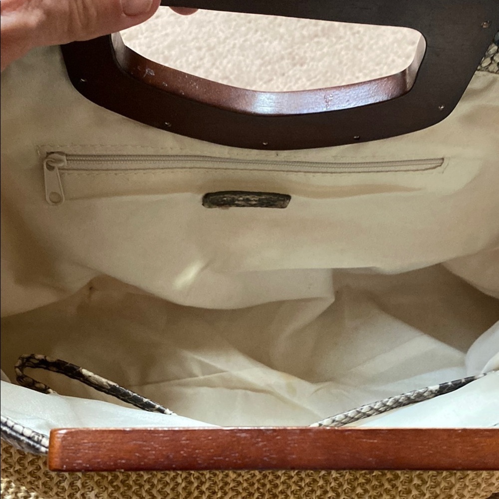 Nicole Miller Tan and Brown Clutch with Stylish Wristlet - Picture 6 of 14